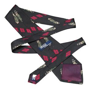 VTG New Polo Ralph Lauren Mens Silk Necktie Golf Bag Tie USA NWT 59" Black Green